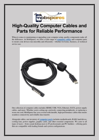 High-Quality Computer Cables and Parts for Reliable Performance