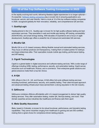 10 of the Top Software Testing Companies in 2025