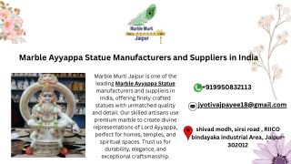 Marble Ayyappa Statue Manufacturers and Suppliers in India