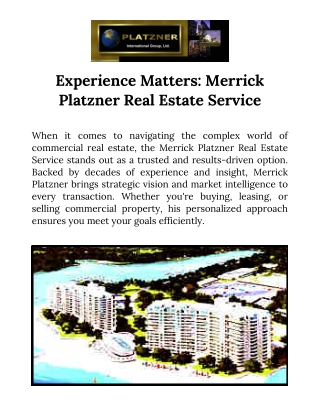 Expertise You Can Trust Merrick Platzner Real Estate Service