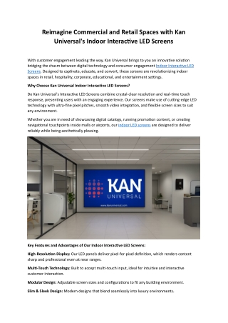Reimagine Commercial and Retail Spaces with Kan Universal