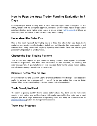 How to Pass the Apex Trader Funding Evaluation in 7 Days - Google Docs