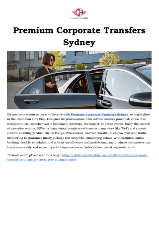 Premium Corporate Transfers Sydney