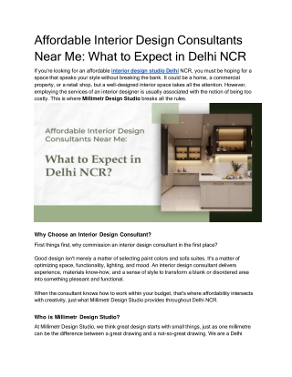 Affordable Interior Design Consultants Near Me_ What to Expect in Delhi NCR