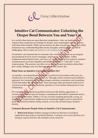 Intuitive Cat Communicator: Unlocking the Deeper Bond Between You and Your Cat