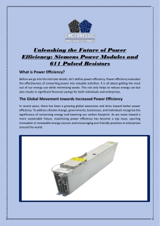 Siemens Power Modules and 611 Pulsed Resistors: Power Efficiency in the Future