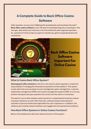 A Complete Guide to Back Office Casino Software