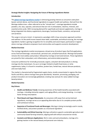 Strategic Market Insights: Navigating the Future of Moringa Ingredients Market