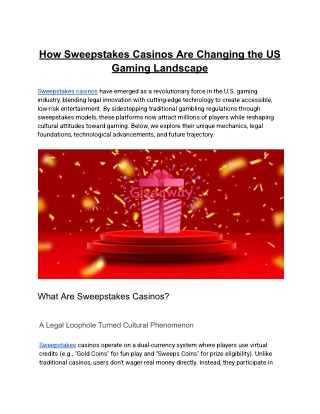 How Sweepstakes Casinos Are Changing the US Gaming Landscape