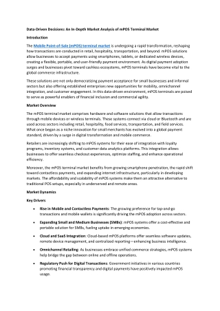 Data-Driven Decisions: An In-Depth Market Analysis of mPOS Terminal Market