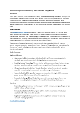Investment Insights: Growth Pathways in the Renewable Energy Market