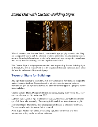 Stand Out with Custom Building Signs