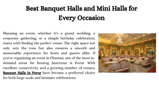 Best Banquet Halls and Mini Halls for Every Occasion