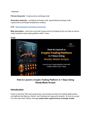 How to Launch a Crypto Trading Platform in 7 Days Using Ready-Made Scripts