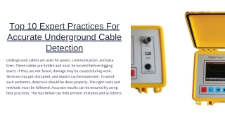 Top 10 Expert Practices For Accurate Underground Cable Detection