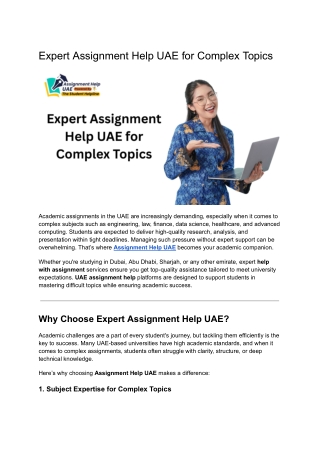 Expert Assignment Help UAE for Complex Topics