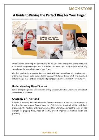 A Guide to Picking the Perfect Ring for Your Finger