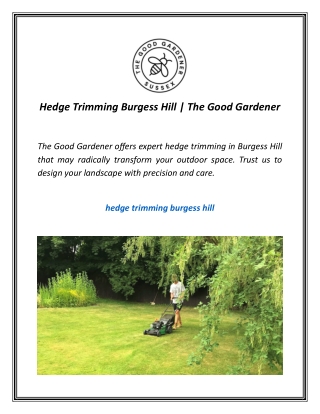 Hedge Trimming Burgess Hill | The Good Gardener