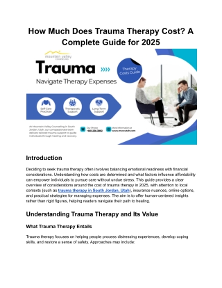 Trauma Therapy Explained: Cost, Coverage & Affordable Options (2025)