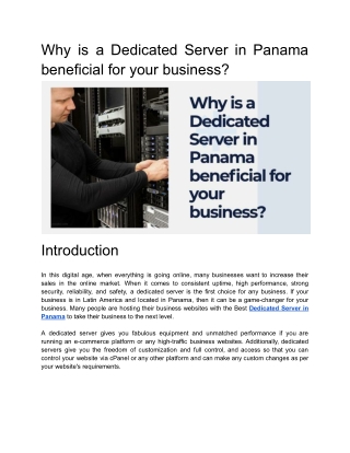 Why is a Dedicated Server in Panama beneficial for your business_