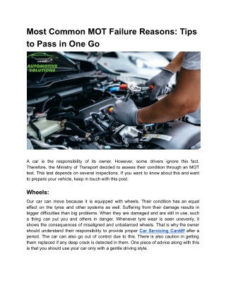 Most Common MOT Failure Reasons_ Tips to Pass in One Go