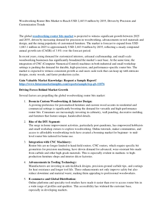 Global Woodworking Router Bits Market to Reach USD 2.44 Billion by 2035, Growing