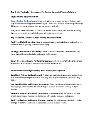 Top Crypto Trading Bot Development for Custom Automated Trading Solutions