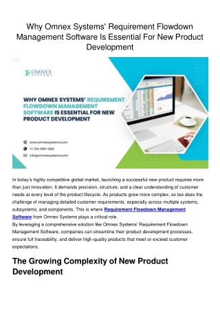 Why Omnex Systems' Requirement Flowdown Management Software Is Essential For New Product Development