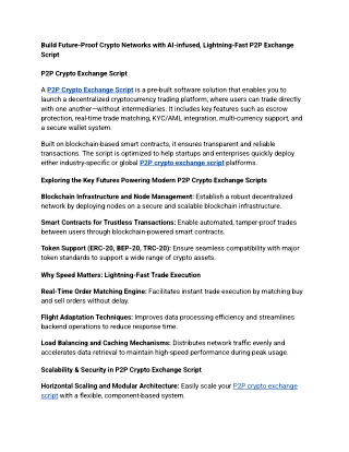Build Future-Proof Crypto Networks with AI-infused, Lightning-Fast P2P Exchange Script