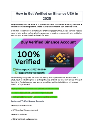 How to Get Verified on Binance USA in 2025