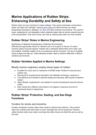 Marine Applications of Rubber Strips_ Enhancing Durability and Safety at Sea