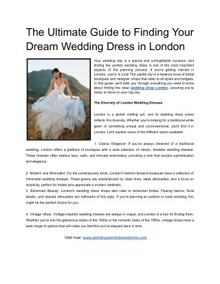 Find Your Dream Dress at a Leading Wedding Shop London