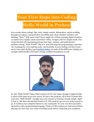 Your First Steps into Coding: Hello World in Python!