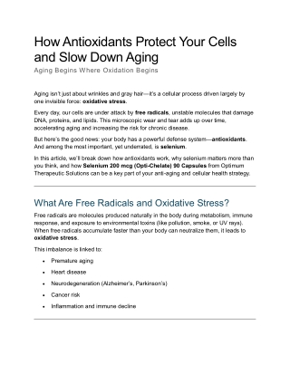 How Antioxidants Protect Your Cells and Slow Down Aging