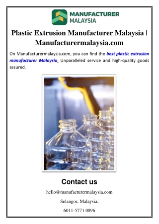 Plastic Extrusion Manufacturer Malaysia | Manufacturermalaysia.com