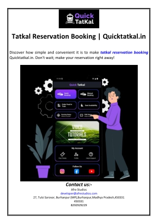 Tatkal Reservation Booking | Quicktatkal.in
