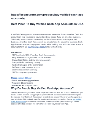 Best Place To Buy Verified Cash App Accounts In USA