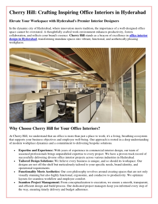 Office Interior Designers in Hyderabad