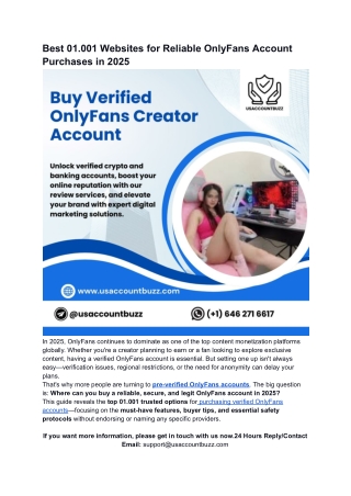 Best 01.001 Websites for Reliable OnlyFans Account Purchases in 2025