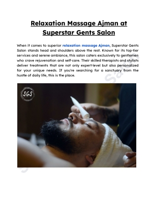 Relaxation Massage Ajman at Superstar Gents Salon