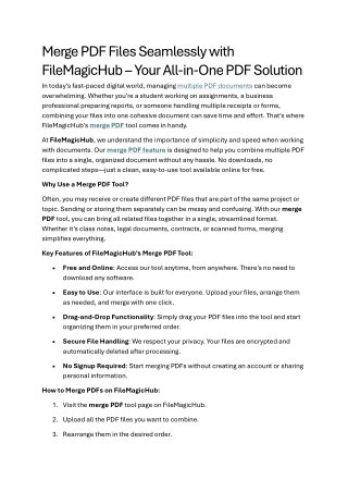 Merge PDF Files Seamlessly with FileMagicHub