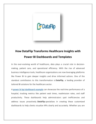 How DataFlip Transforms Healthcare Insights with Power BI Dashboards and Templat