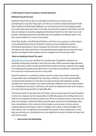 A 2025 Guide to Payroll Compliance and Risk Reduction
