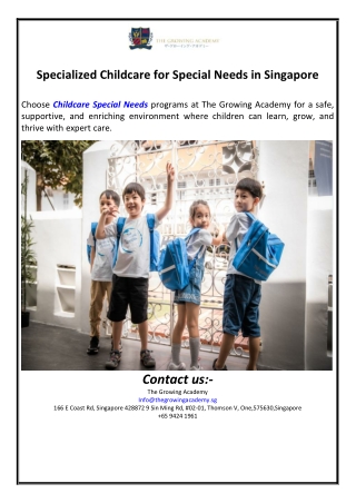 Specialized Childcare for Special Needs in Singapore