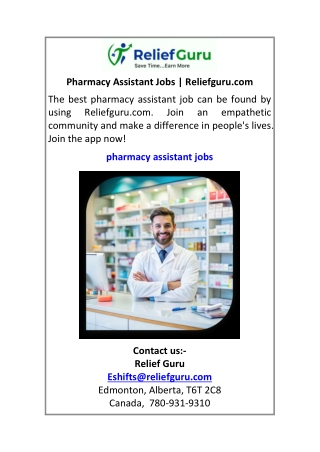 Pharmacy Assistant Jobs Reliefguru.com