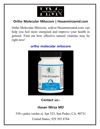 Ortho Molecular Mitocore  Hasanmirzamd