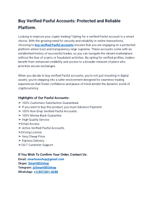 Best Site to Buy Verified Paxful Accounts in This Year