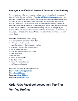 Best Site to Buy USA Facebook Accounts in This Year