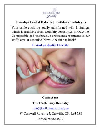 Invisalign Dentist Oakville  Toothfairydentistry.ca