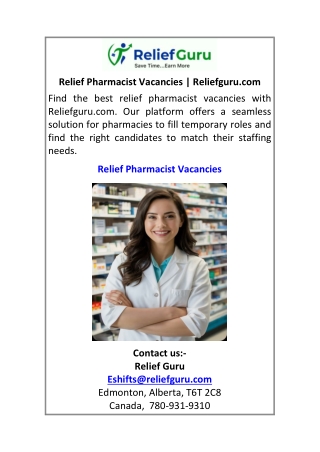 Relief Pharmacist Vacancies Reliefguru.com